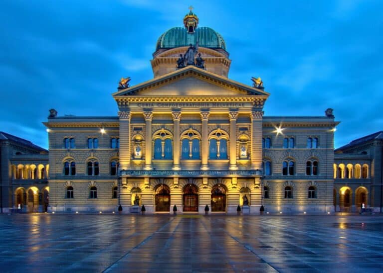 One Day in Bern - Swiss Parliament Building at Night