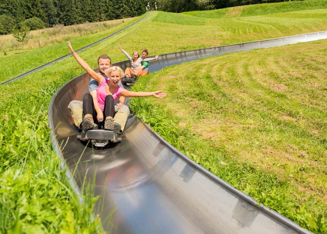 Mount Pilatus - Family on the Summer Toboggan Run