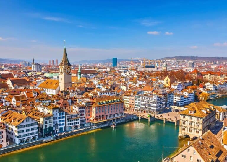 Zurich - Aerial view of downtown area