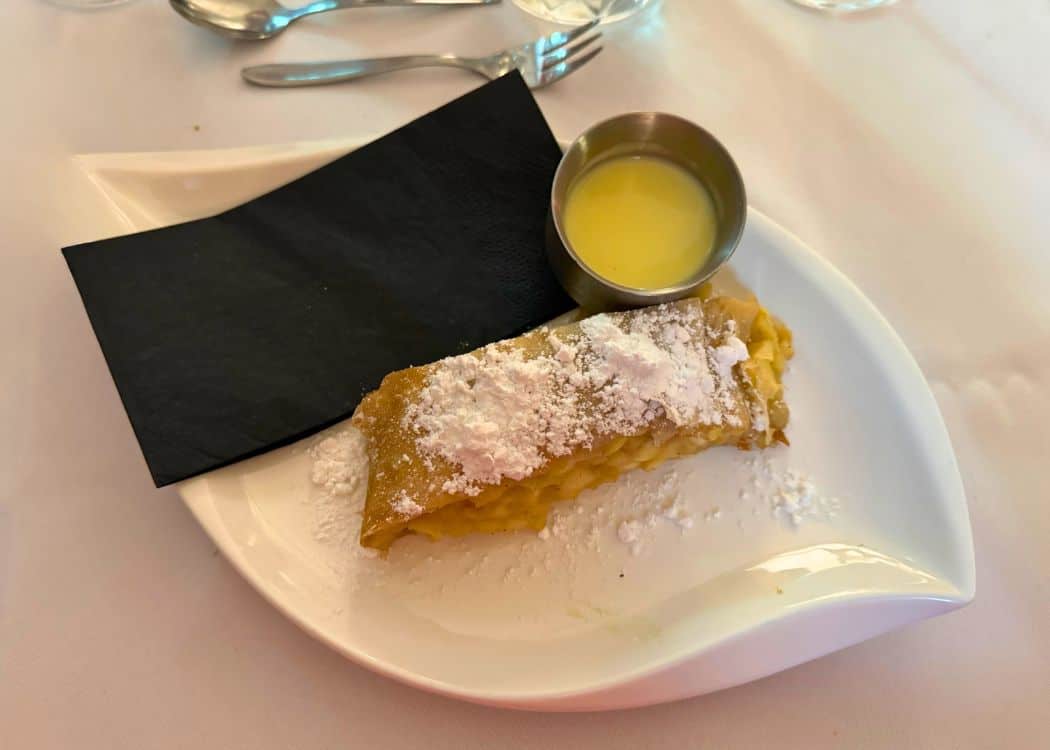 Apfelstrudel with vanilla sauce