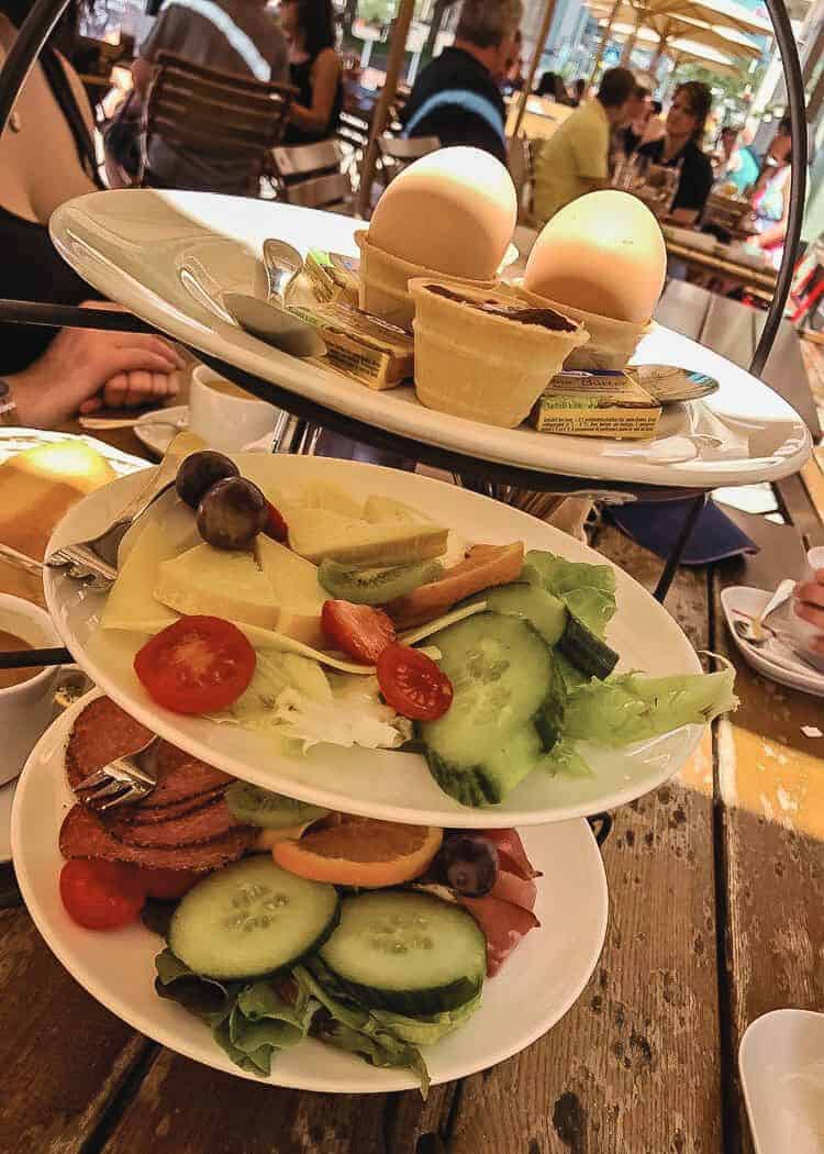 Breakfast platter at Carls Brauhaus