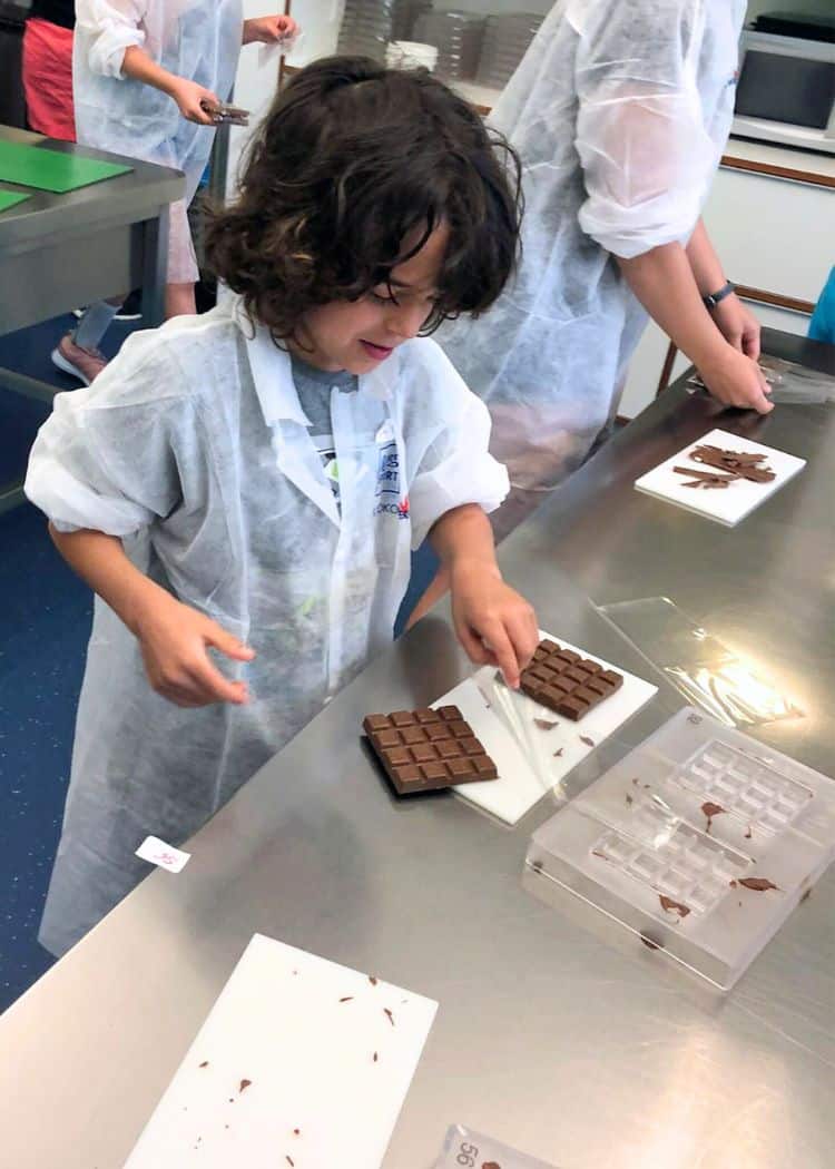 Boy making chocolate