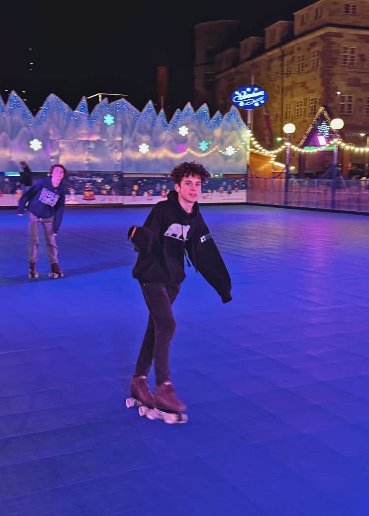 Stuttgart Christmas Market - Kids Rollerskating at the rink