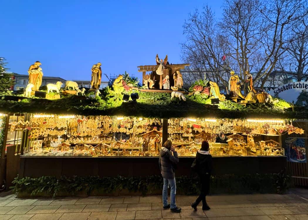 Stuttgart Christmas Market - Marktplatz Stall with Nativity scene on the roof