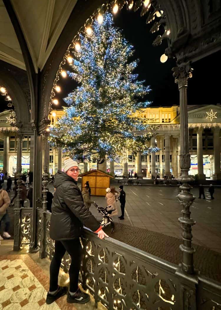 Stuttgart Christmas Market - Me in front of the Christmas tree