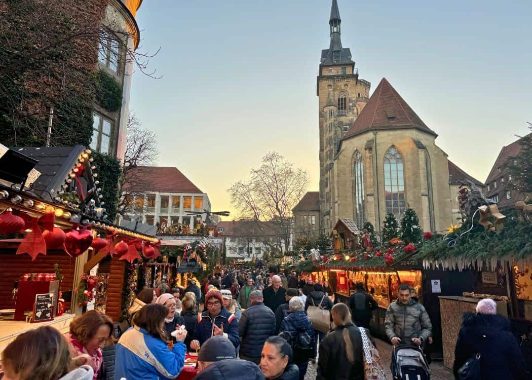 Stuttgart Christmas Market - Schillerplatz during busy evening