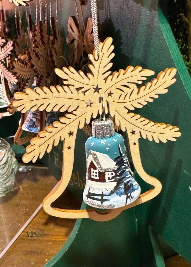 German Christmas Market Souvenirs - Handmade wood and glass ornament