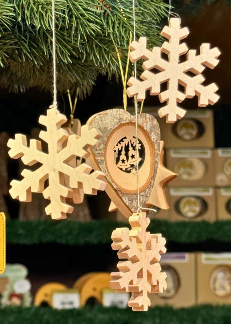 German Christmas Market Souvenirs - Wooden snowflake ornaments
