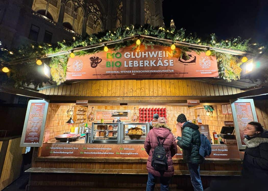 Austrian Christmas Market Foods - Glühwein Stand in Vienna