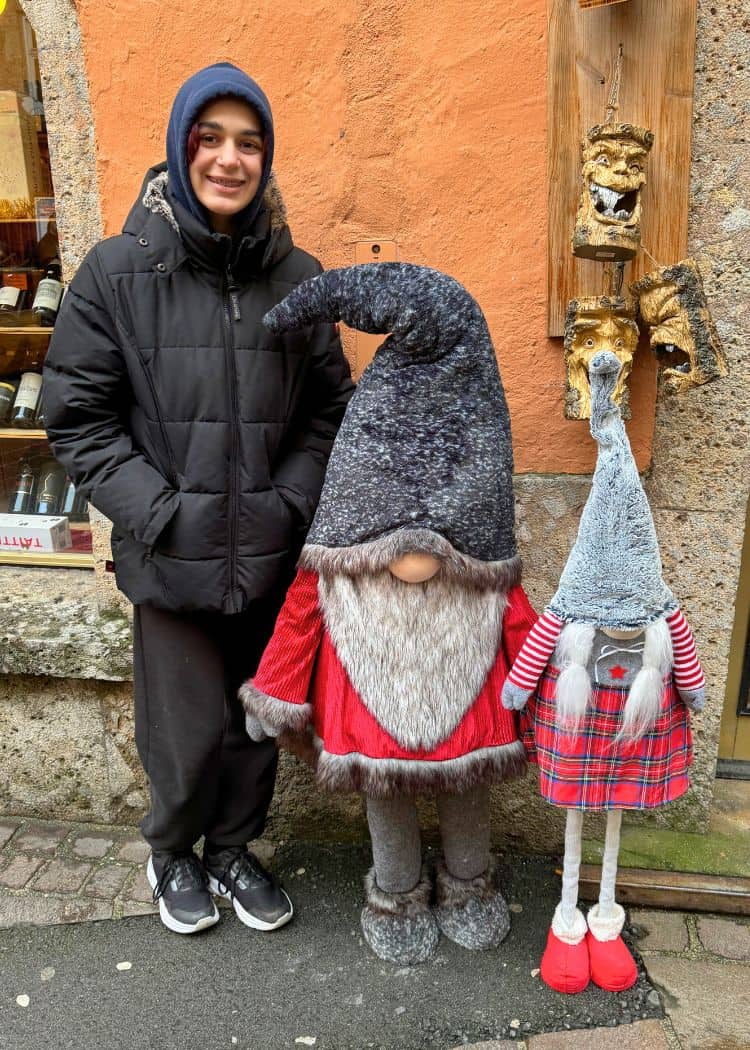 Innsbruck Christmas Markets - Daughter with lifesized gnomes