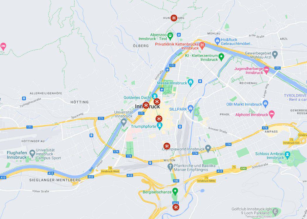 Innsbruck Christmas Markets - Map