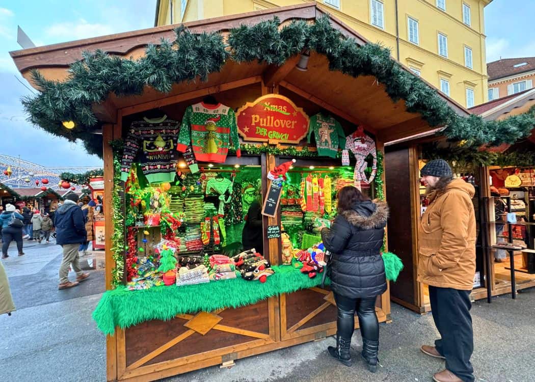 Innsbruck Christmas Markets - Stall Selling Grinch themed items