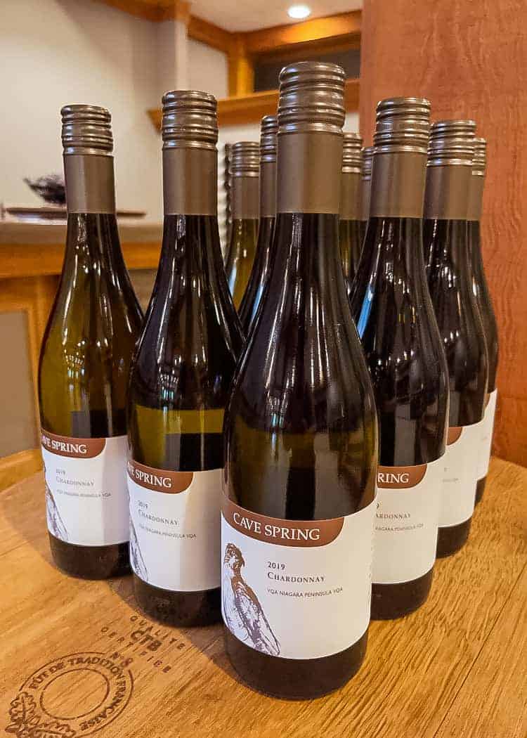 Bottles of wine on a shelf