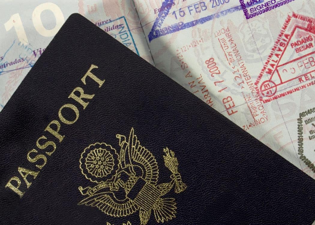 Passport with immigration stamps
