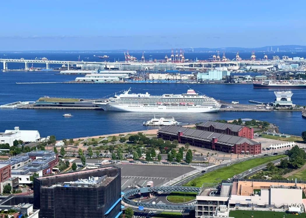 Yokohama - View of Cruise Ship at Osanbashi Pier