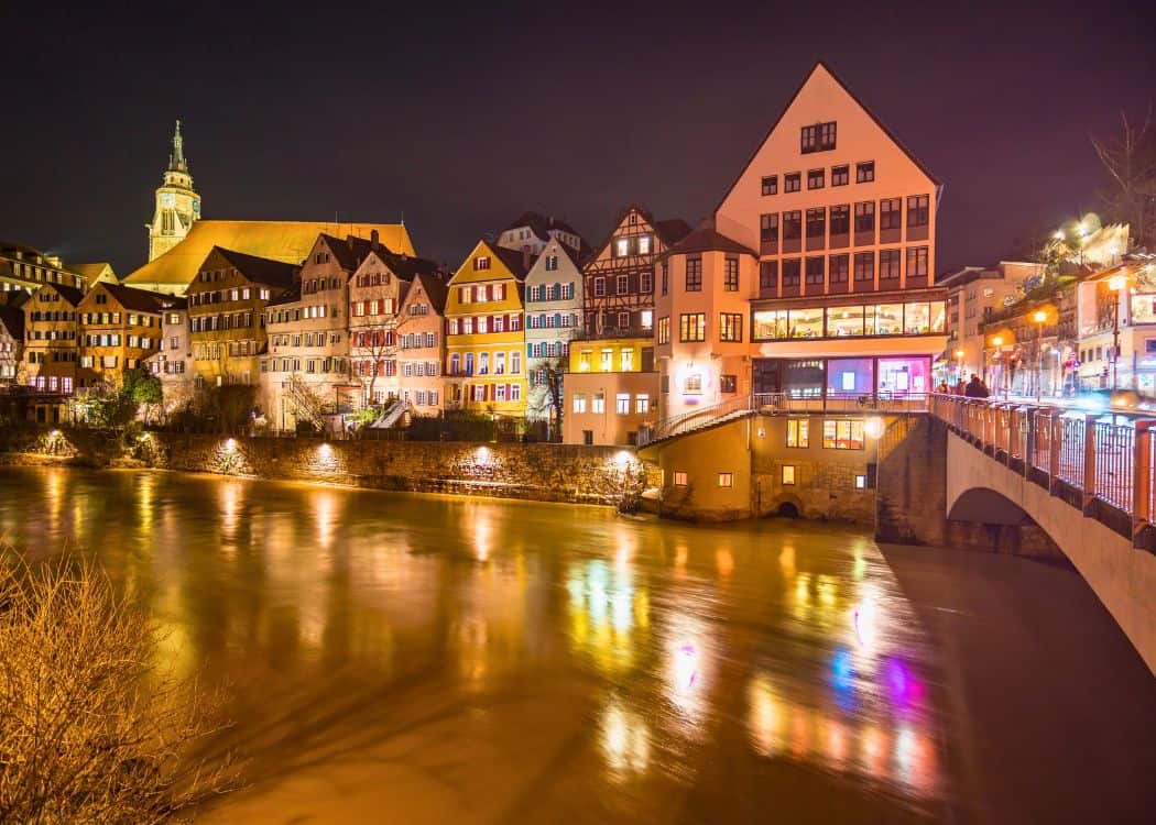 Tubingen - At night with view of river